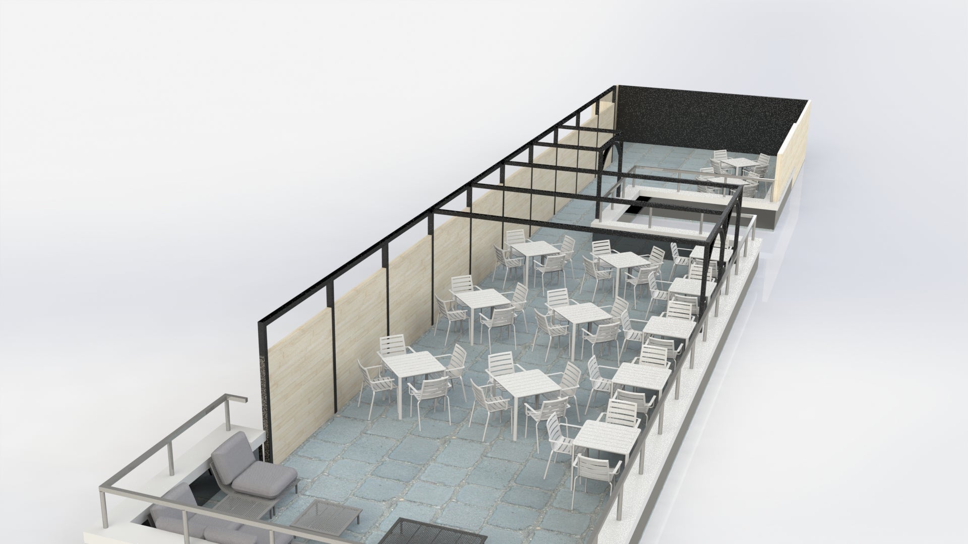 Exeter Golf Club render with Alexander Rose Commercial designed furniture tables and chairs