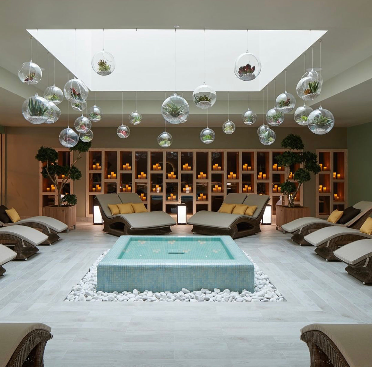 Indoor spa furniture at a luxury hotel.